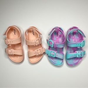 Cat & Jack Ade Slip-On Footbed Sandals Size 9 Toddler Set of 2 pairs